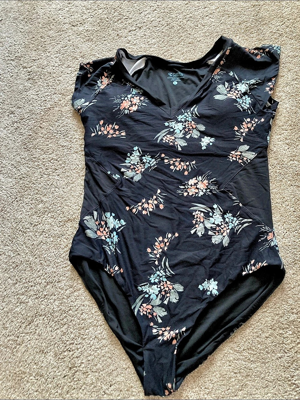 Carve Designs Jardin All-Day One-Piece Swimsuit Black & Blue Large